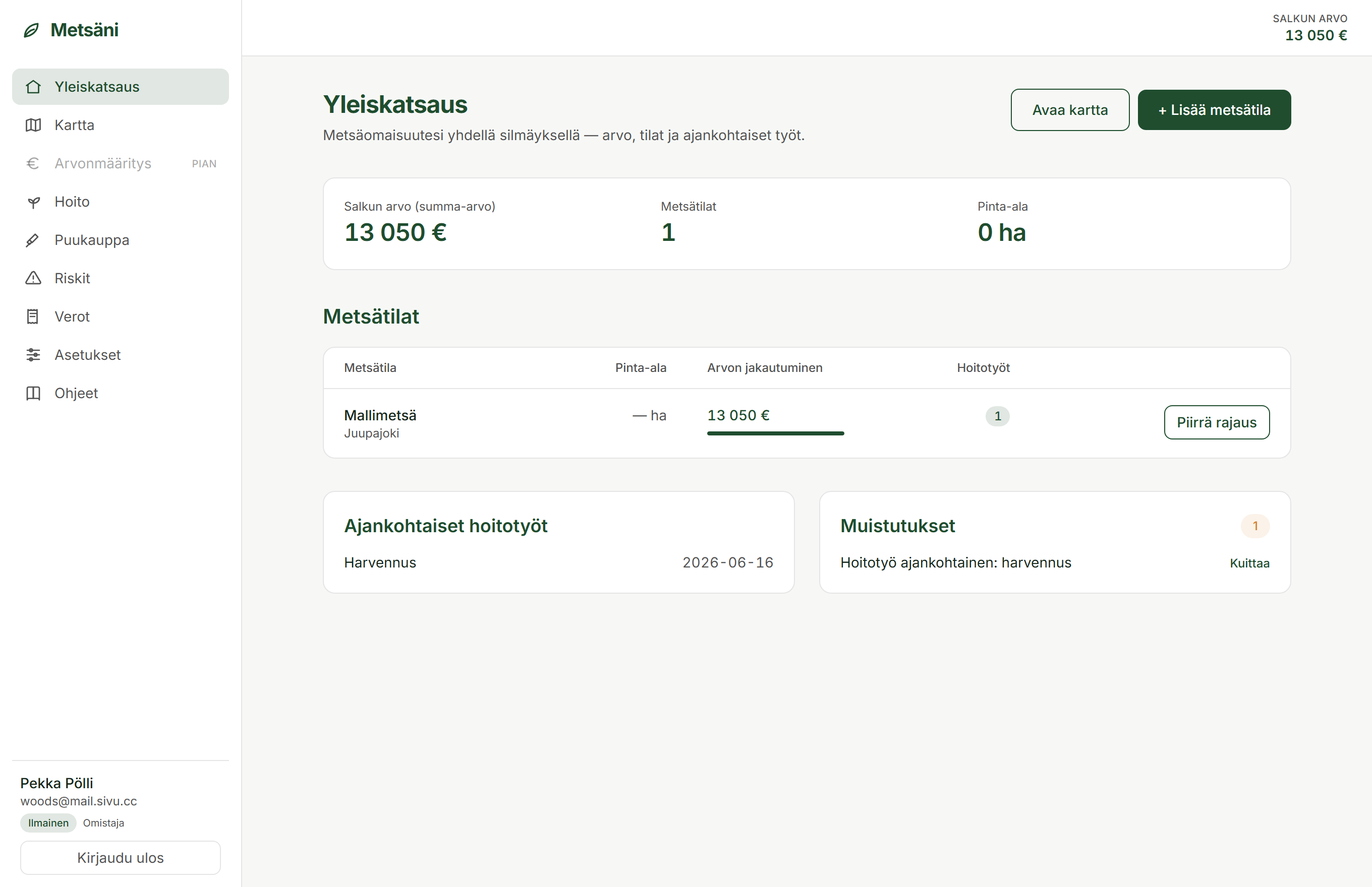 Yleiskatsaus-näkymä